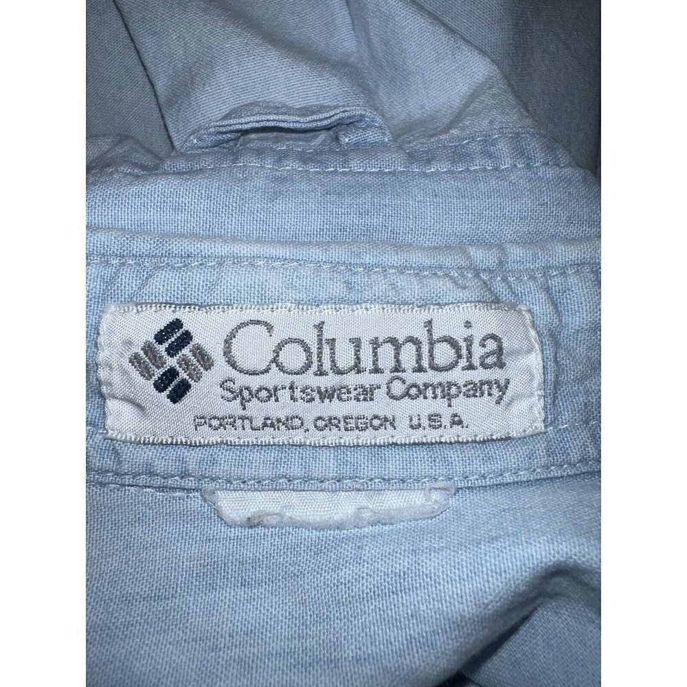 Vintage COLUMBIA Womens Chambray Long Sleeve Button Shirt Embroidered - Picture 7 of 7